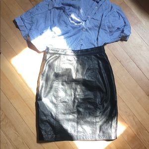 Real leather pencil skirt
